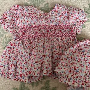 Cecil & Lou smocked floral bloomer set